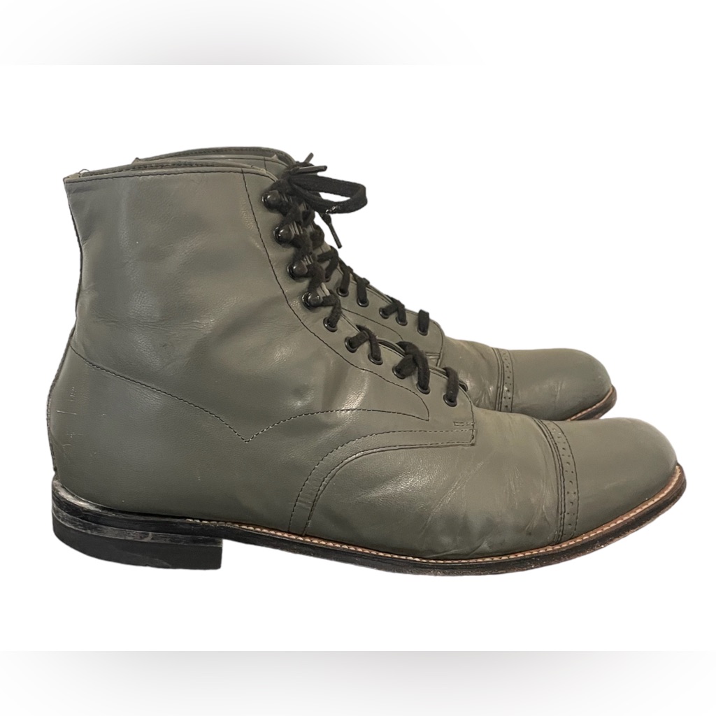 1980s Vintage Light Olive Color Genuine Leather Stacy Adams Us Men Size 10.5